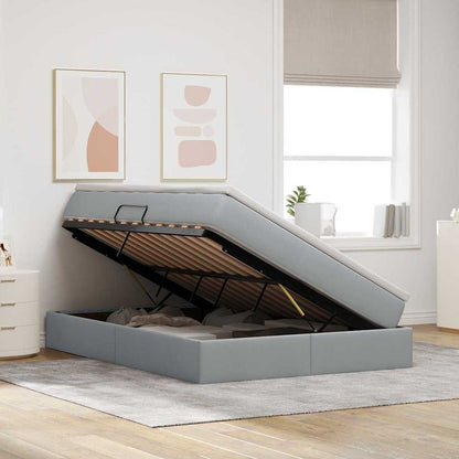 Opbergbed met matras Lichtgrijs 140 x 190 cm Polyester