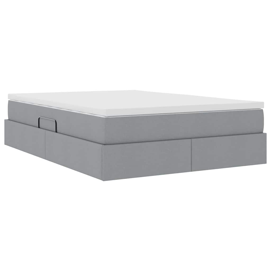 Opbergbed met matras Lichtgrijs 140 x 190 cm Polyester