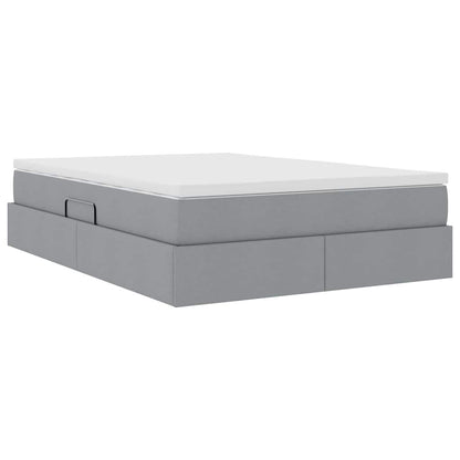 Opbergbed met matras Lichtgrijs 140 x 190 cm Polyester