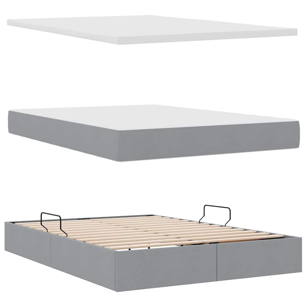 Opbergbed met matras Lichtgrijs 140 x 190 cm Polyester