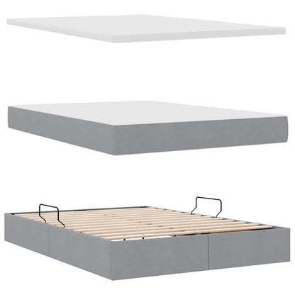 Opbergbed met matras Lichtgrijs 140 x 190 cm Polyester
