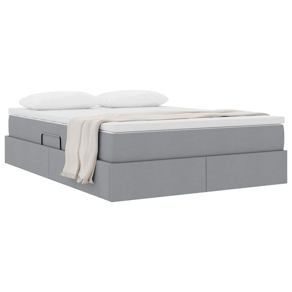 Opbergbed met matras Lichtgrijs 140 x 190 cm Polyester