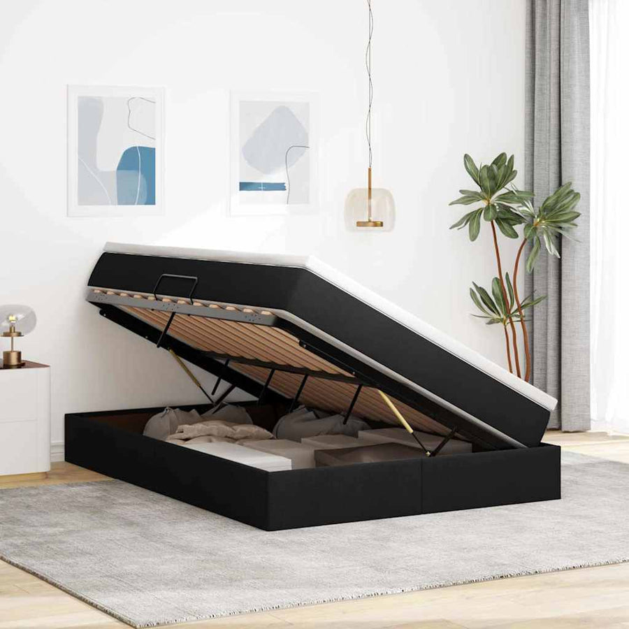 Opbergbed met matras met matras Zwart 140 x 190 cm Polyester