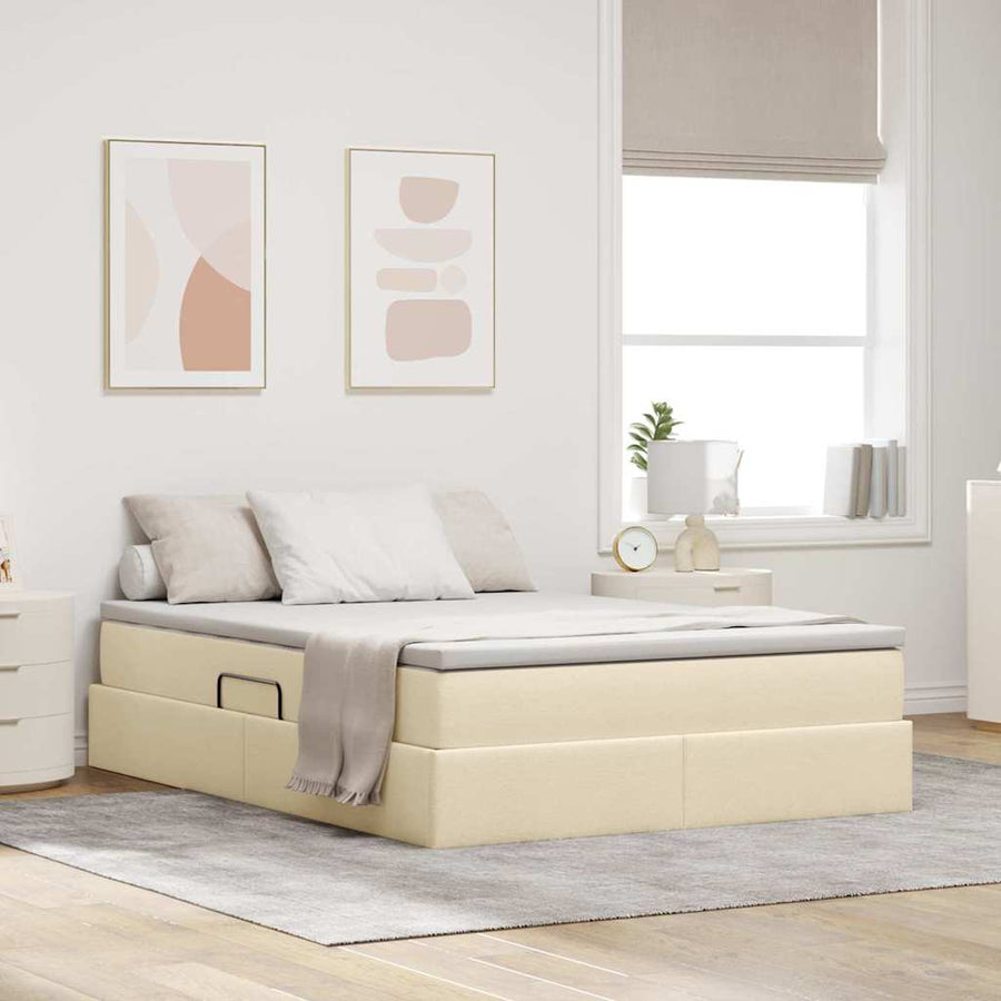 Opbergbed met matras met matras Crème 140 x 190 cm Polyester
