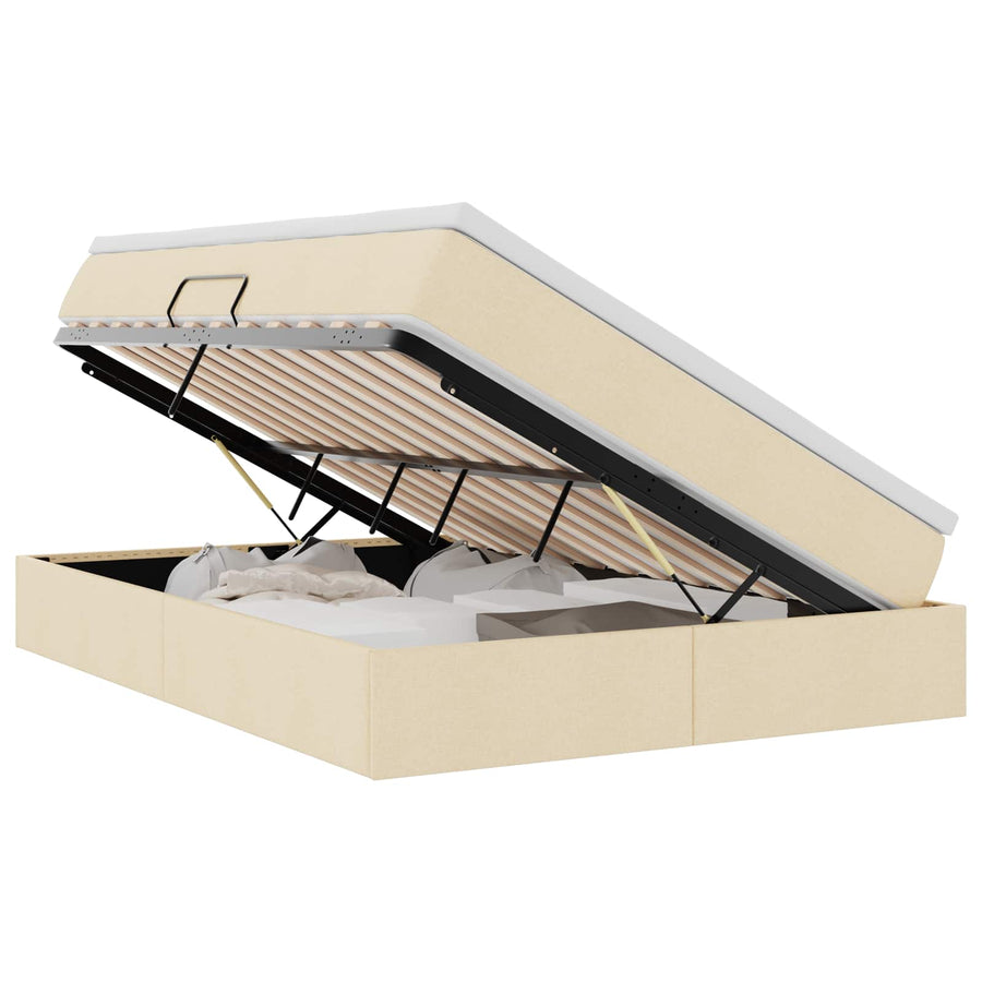 Opbergbed met matras met matras Crème 140 x 190 cm Polyester
