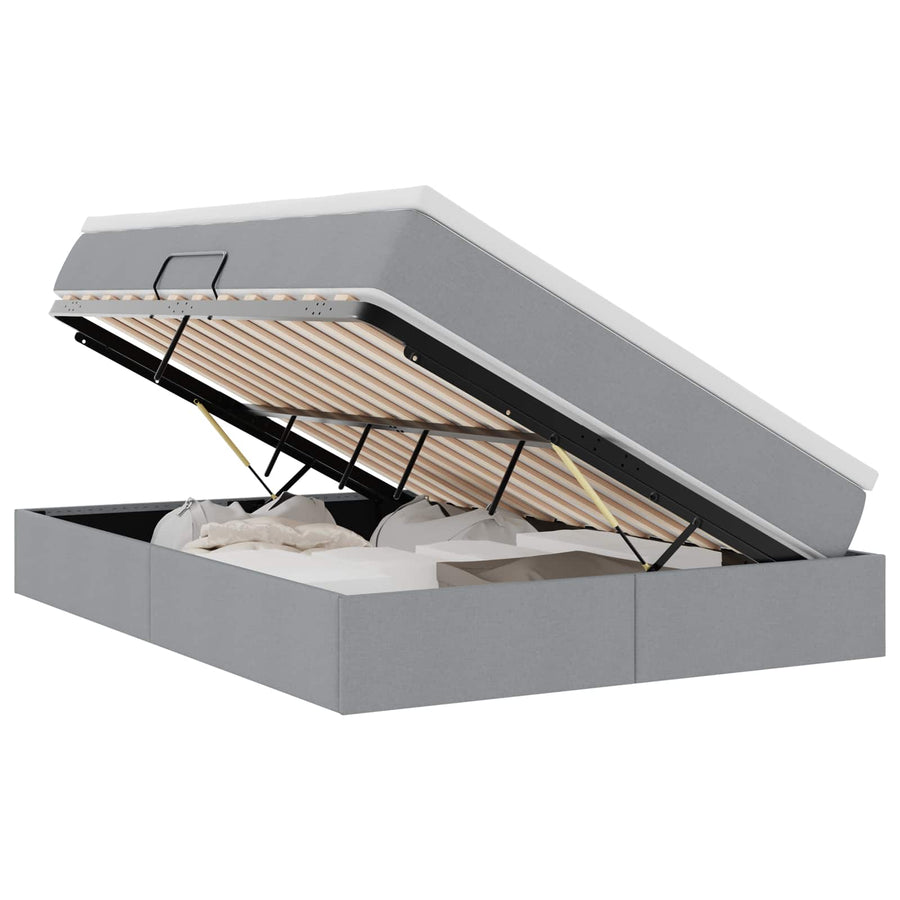 Opbergbed met matras Lichtgrijs 140 x 200 cm Polyester