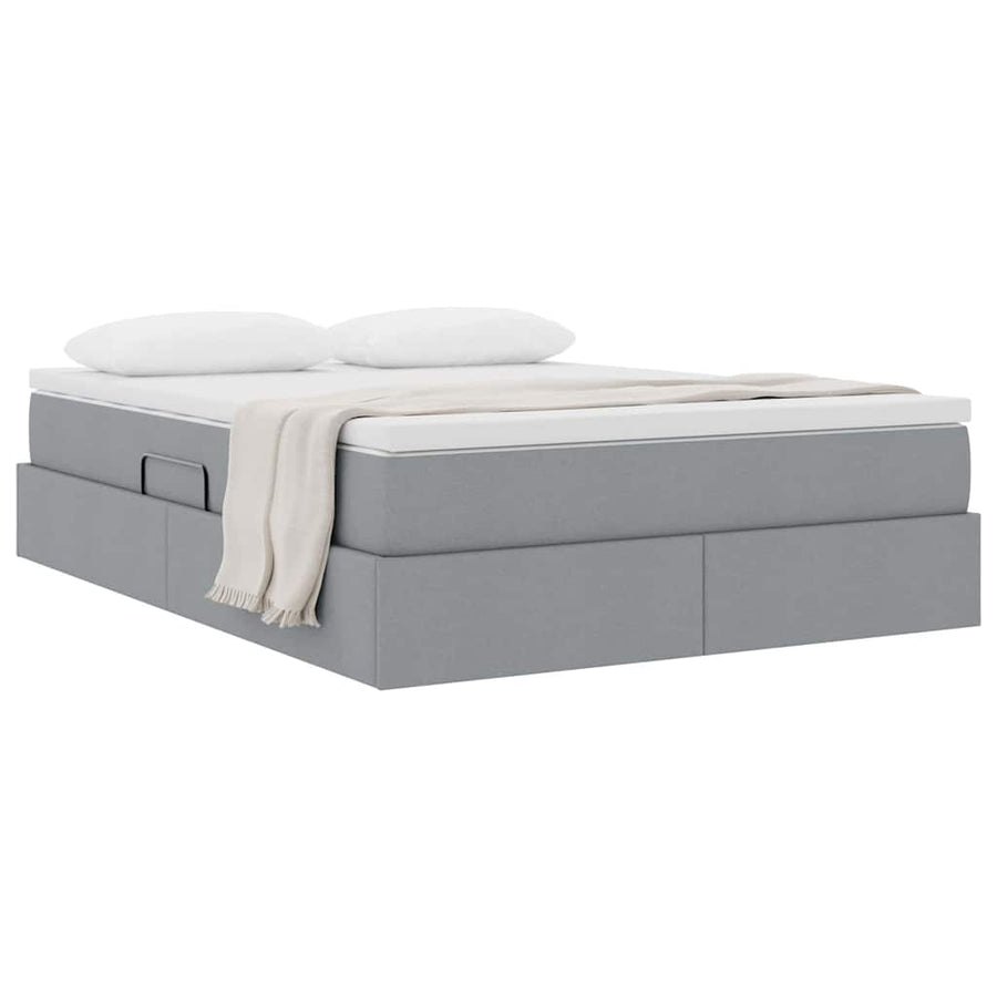 Opbergbed met matras Lichtgrijs 140 x 200 cm Polyester