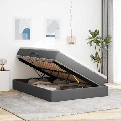 Opbergbed met matras Donkergrijs 140 x 200 cm Polyester