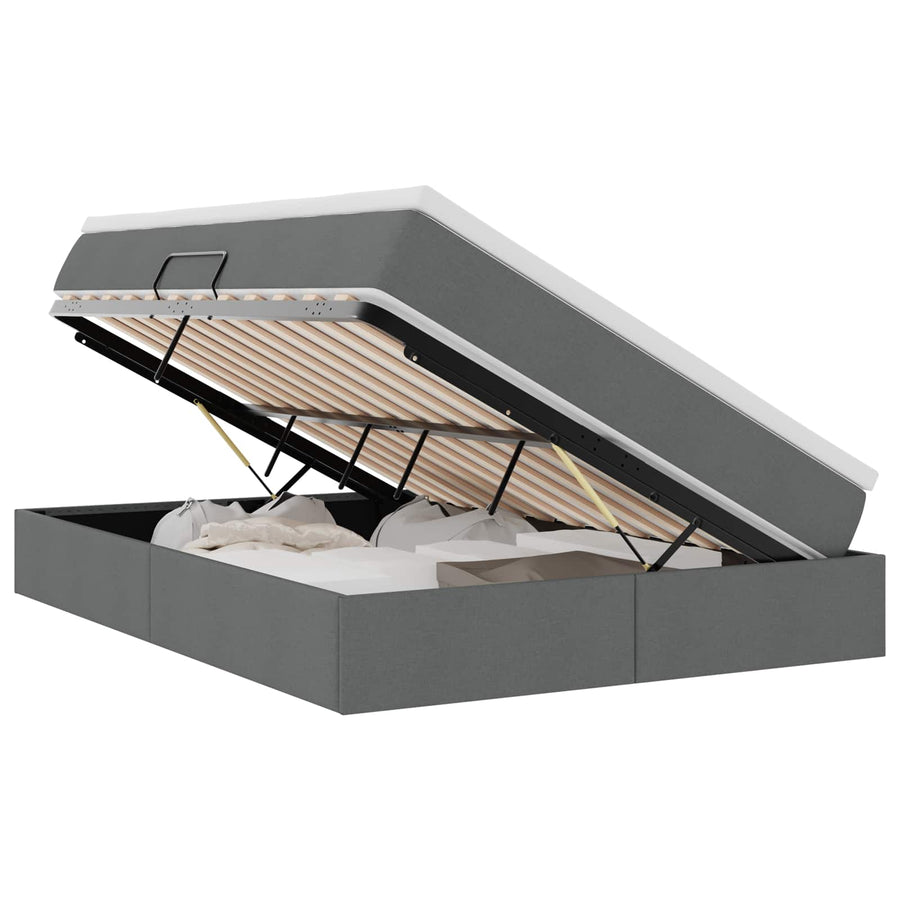 Opbergbed met matras Donkergrijs 140 x 200 cm Polyester
