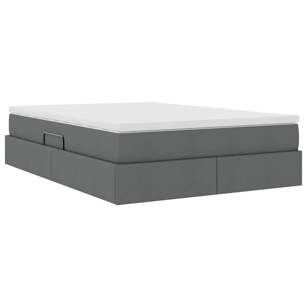 Opbergbed met matras Donkergrijs 140 x 200 cm Polyester