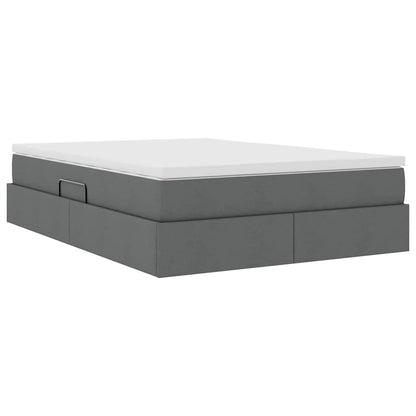 Opbergbed met matras Donkergrijs 140 x 200 cm Polyester