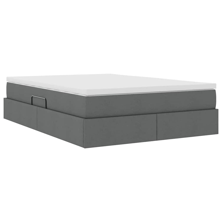 Opbergbed met matras Donkergrijs 140 x 200 cm Polyester