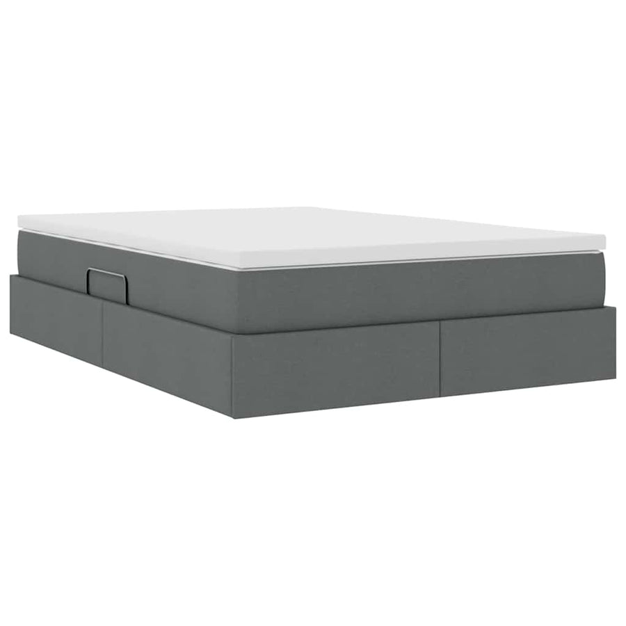 Opbergbed met matras Donkergrijs 140 x 200 cm Polyester