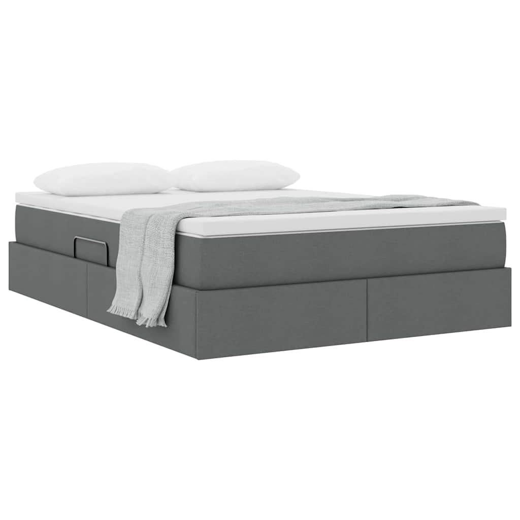 Opbergbed met matras Donkergrijs 140 x 200 cm Polyester