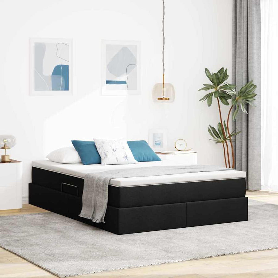 Opbergbed met matras met matras Zwart 140 x 200 cm Polyester
