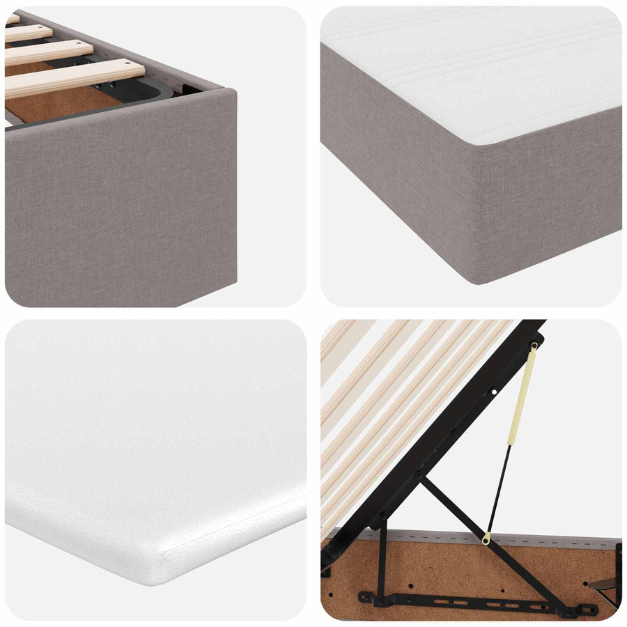 Opbergbed met matras met matras Taupe 140 x 200 cm Polyester