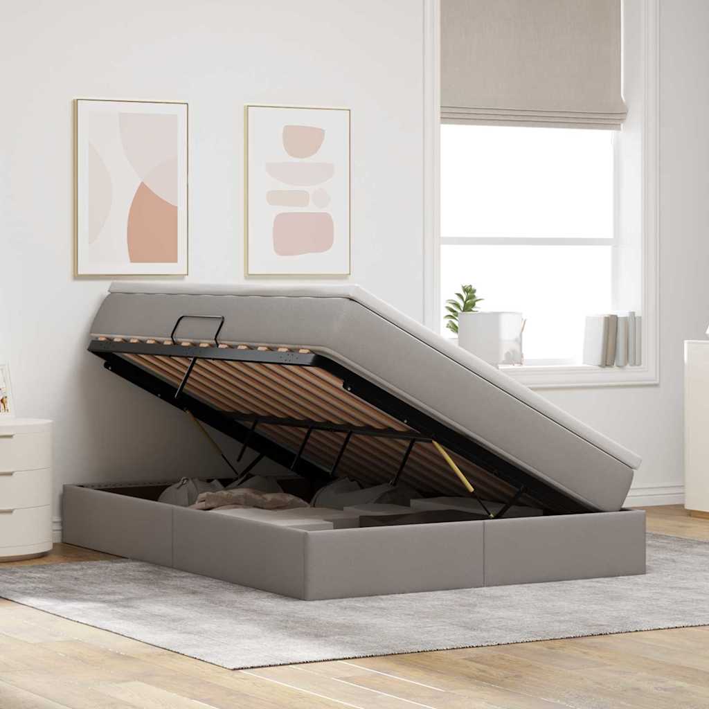 Opbergbed met matras met matras Taupe 140 x 200 cm Polyester