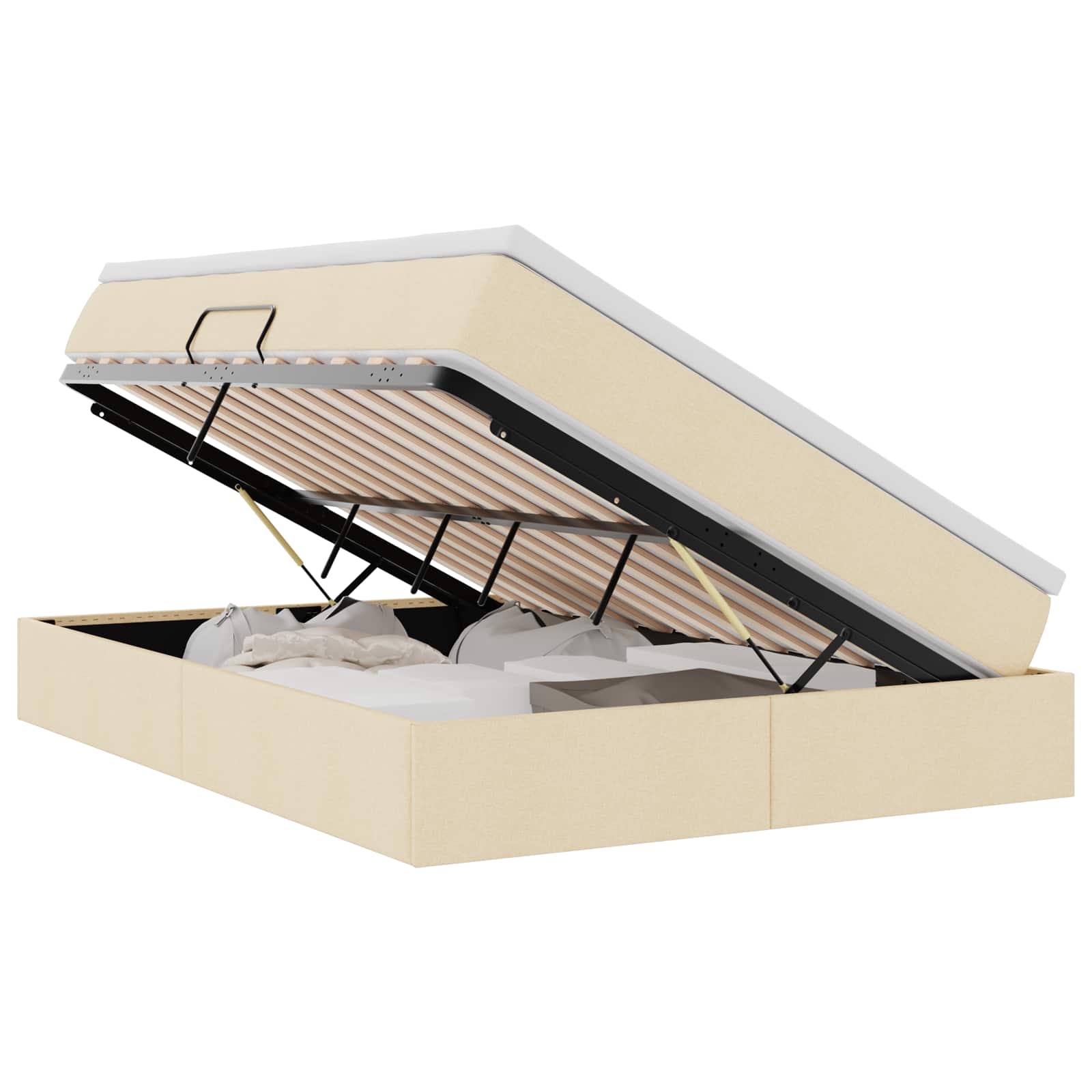 Opbergbed met matras met matras Crème 140 x 200 cm Polyester