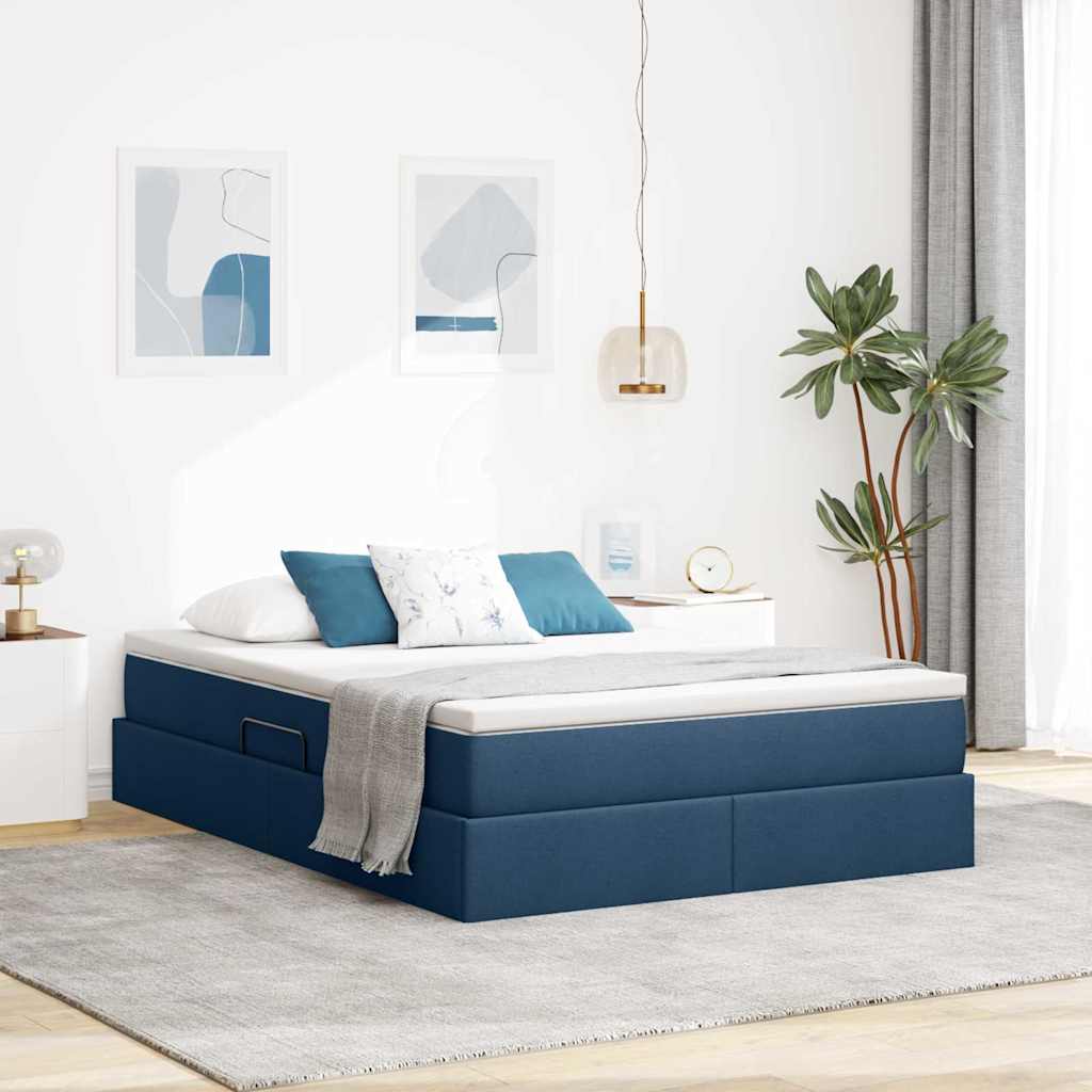 Opbergbed met matras met matras Blauw 140 x 200 cm Polyester