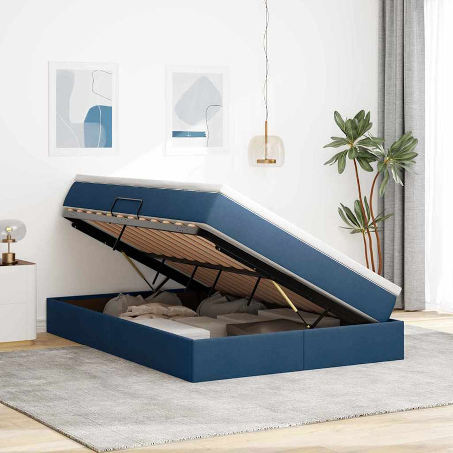 Opbergbed met matras met matras Blauw 140 x 200 cm Polyester