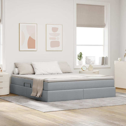 Opbergbed met matras Lichtgrijs 160 x 200 cm Polyester