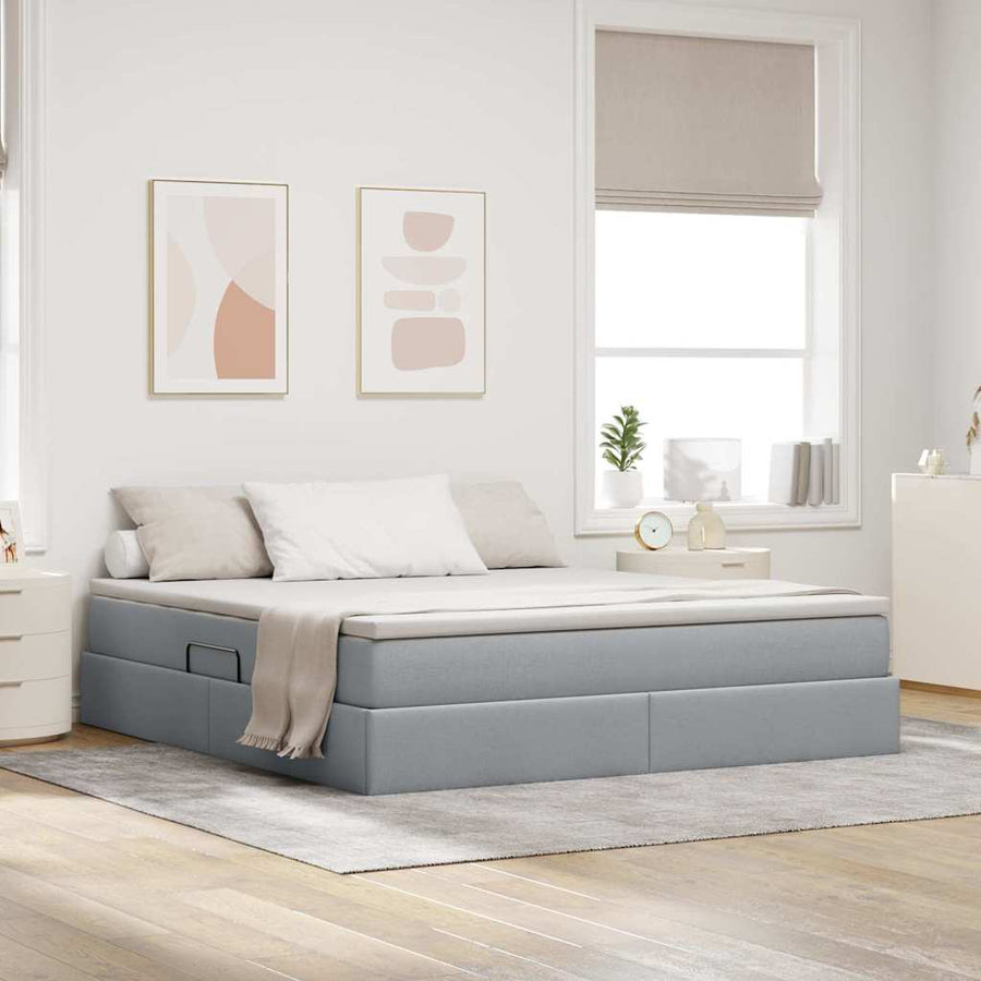 Opbergbed met matras Lichtgrijs 160 x 200 cm Polyester