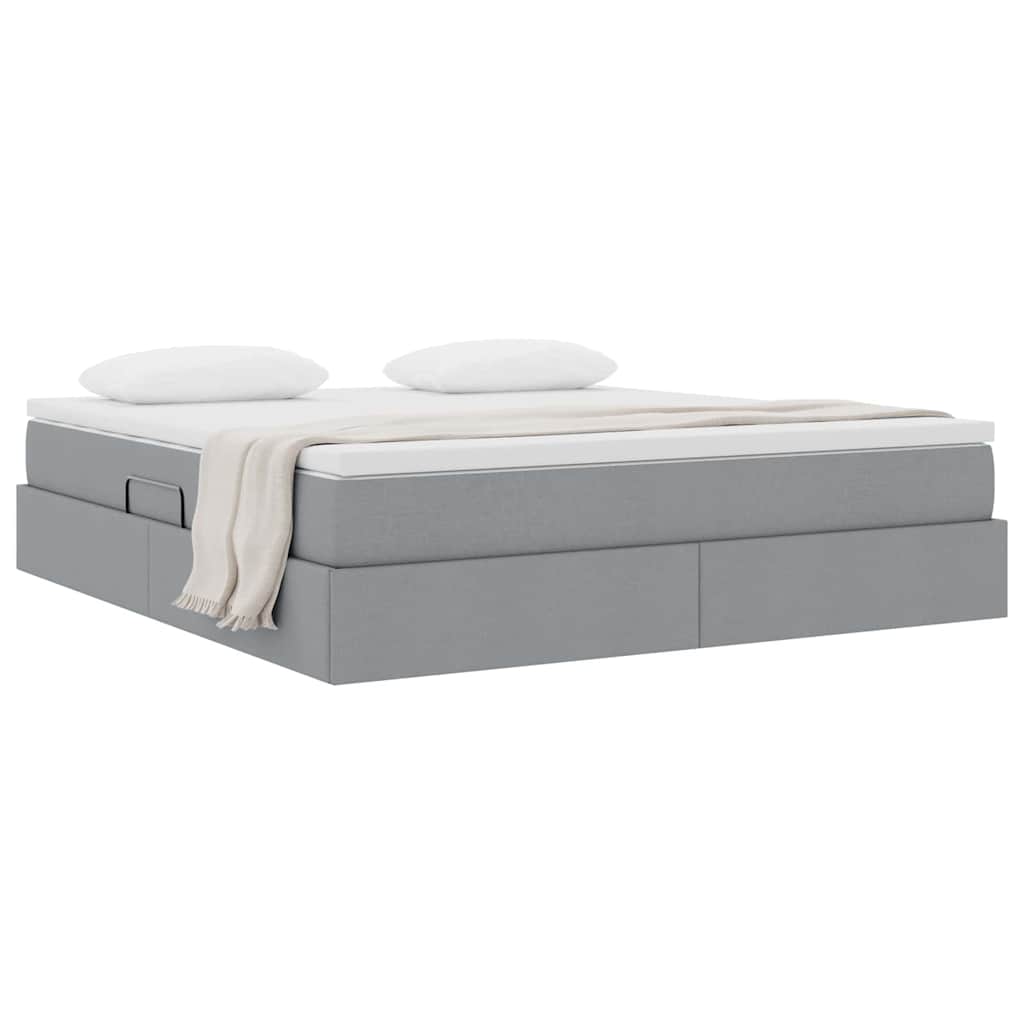 Opbergbed met matras Lichtgrijs 160 x 200 cm Polyester