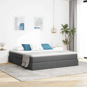 Opbergbed 160x200 cm donkergrijs polyester met matras