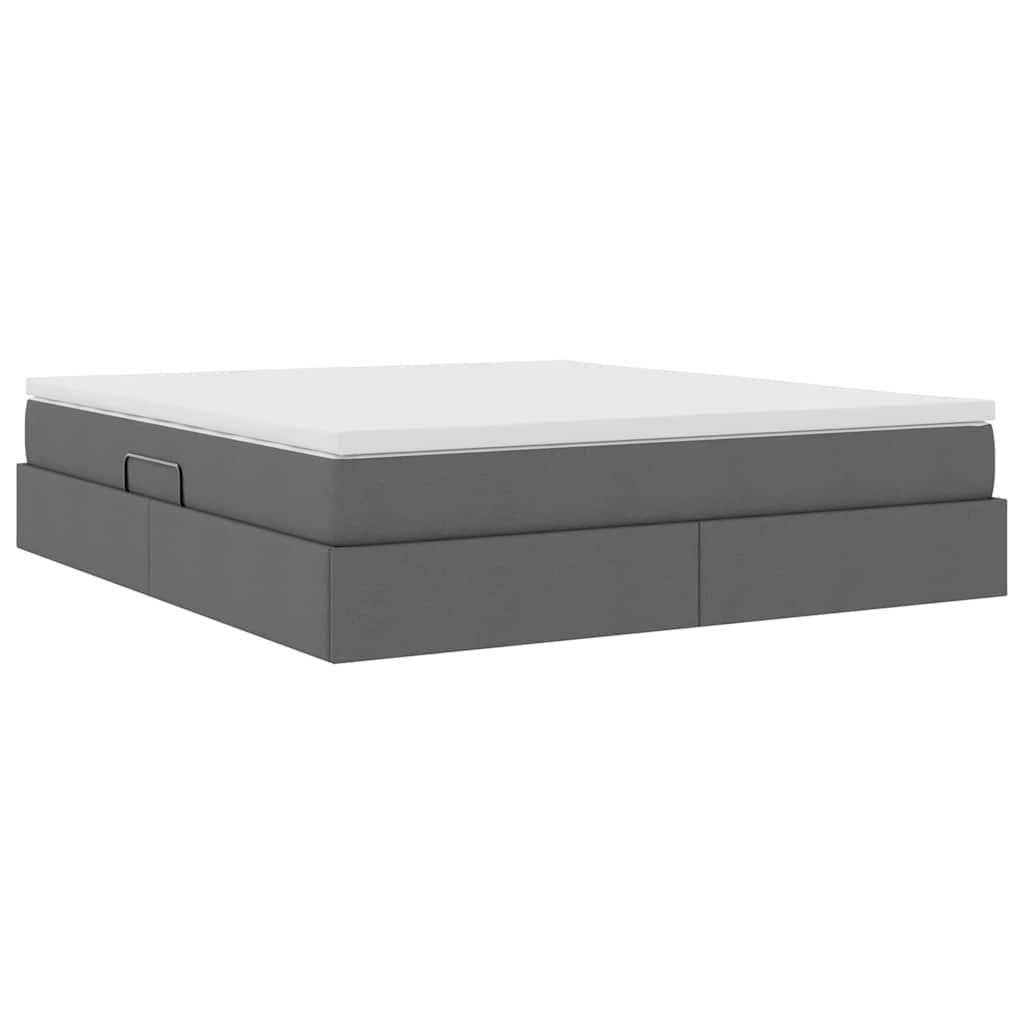 Opbergbed met matras Donkergrijs 160 x 200 cm Polyester