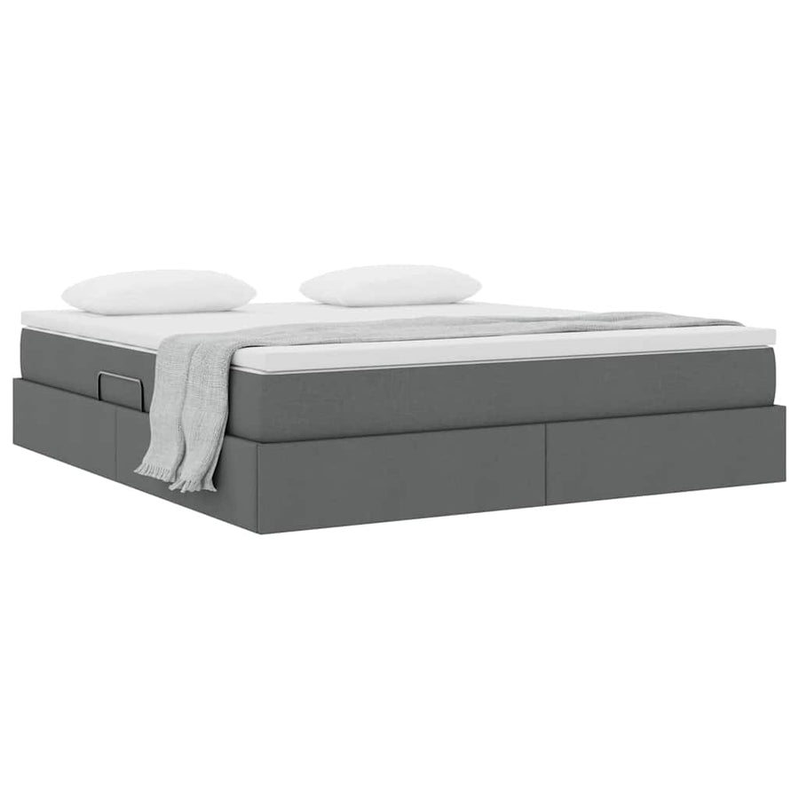 Opbergbed met matras Donkergrijs 160 x 200 cm Polyester