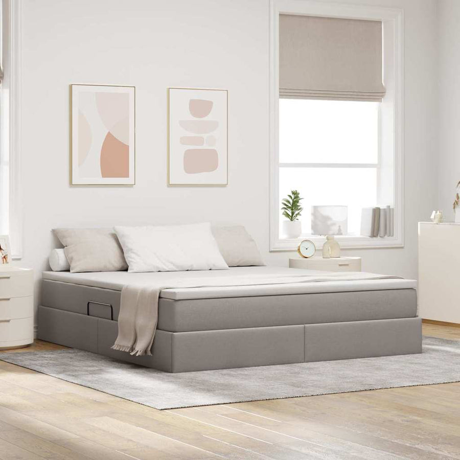Opbergbed met matras met matras Taupe 160 x 200 cm Polyester