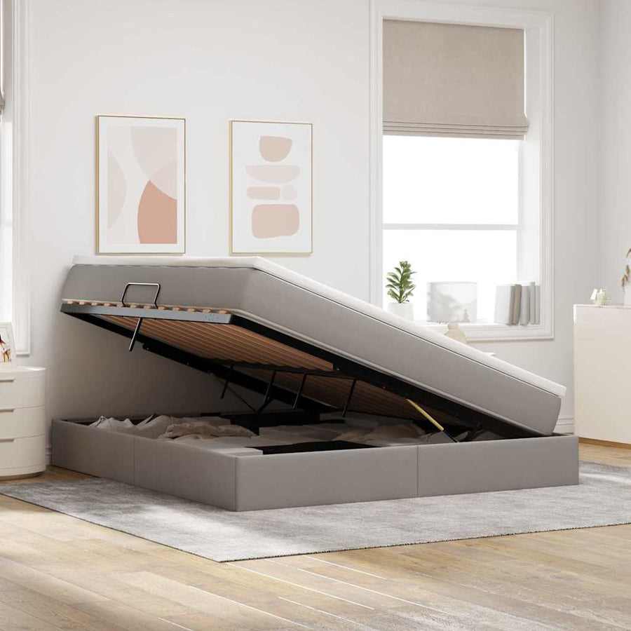 Opbergbed met matras met matras Taupe 160 x 200 cm Polyester