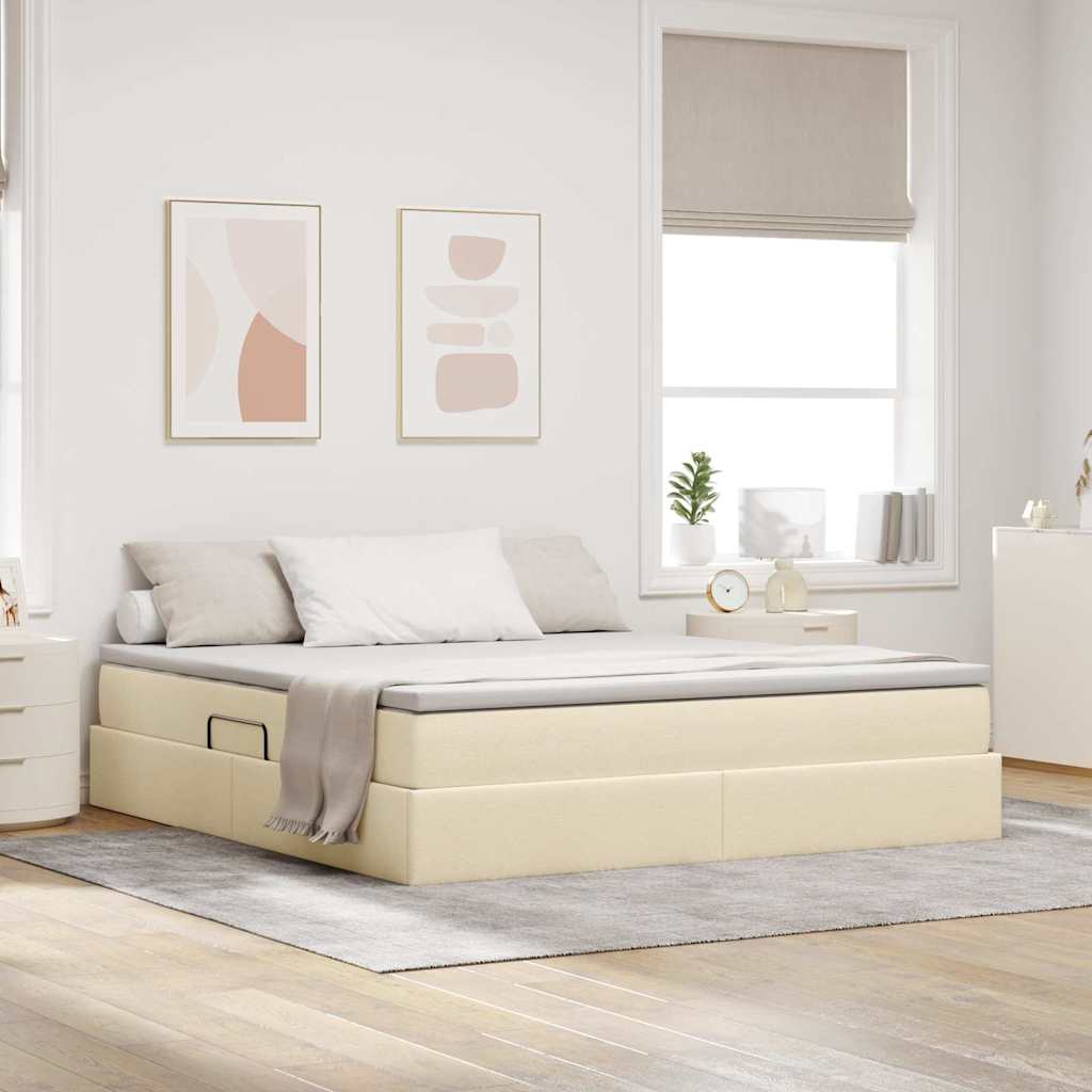 Opbergbed met matras met matras Crème 160 x 200 cm Polyester
