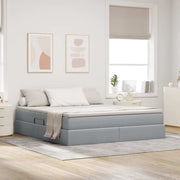 Opbergbed 180x200 cm lichtgrijs polyester met matras