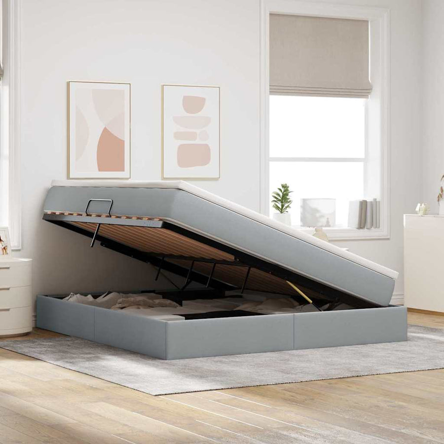 Opbergbed met matras Lichtgrijs 180 x 200 cm Polyester