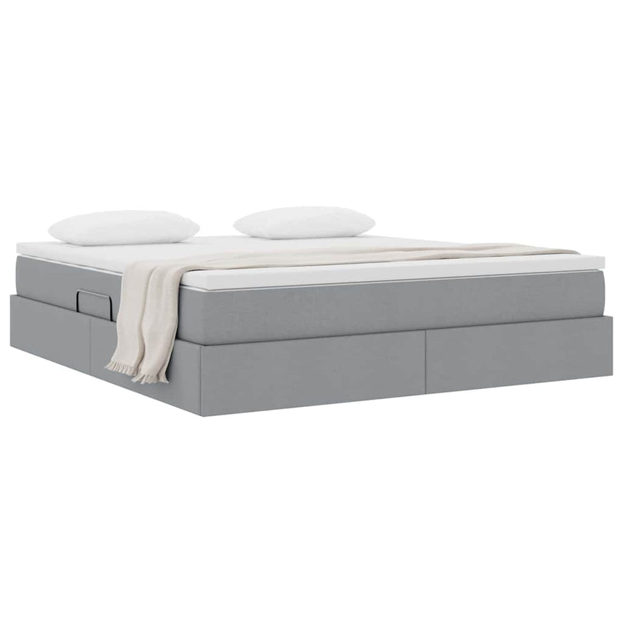 Opbergbed met matras Lichtgrijs 180 x 200 cm Polyester