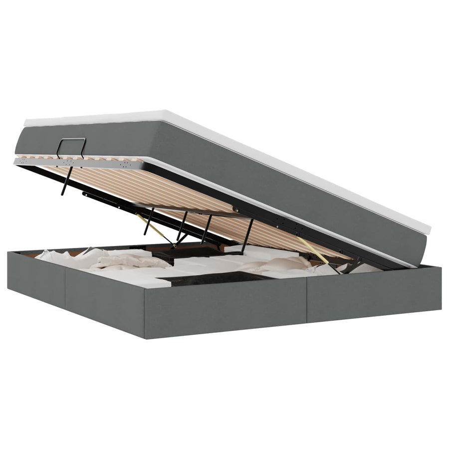 Opbergbed met matras Donkergrijs 180 x 200 cm Polyester