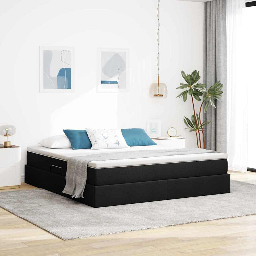 Opbergbed met matras met matras Zwart 180 x 200 cm Polyester