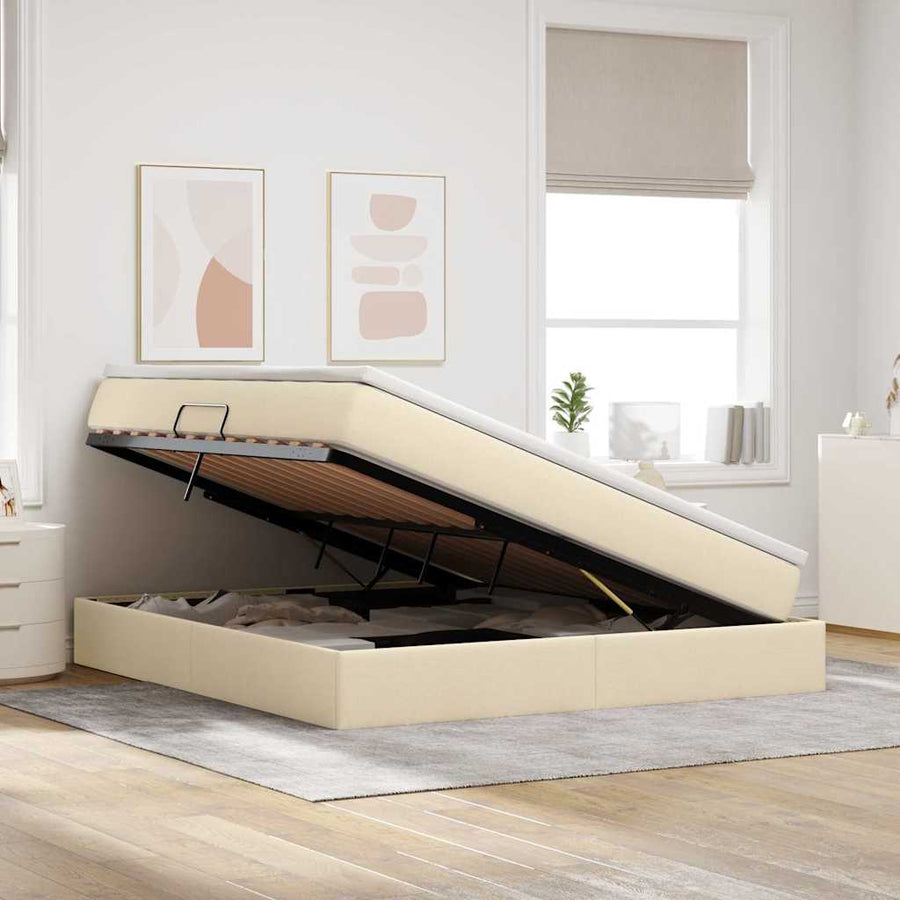 Opbergbed met matras met matras Crème 180 x 200 cm Polyester