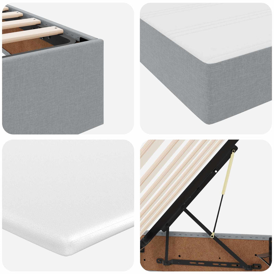 Opbergbed met matras Lichtgrijs 200 x 200 cm Polyester