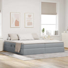 Storage Bed with Mattress Light Grey 200 x 200 cm Polyester