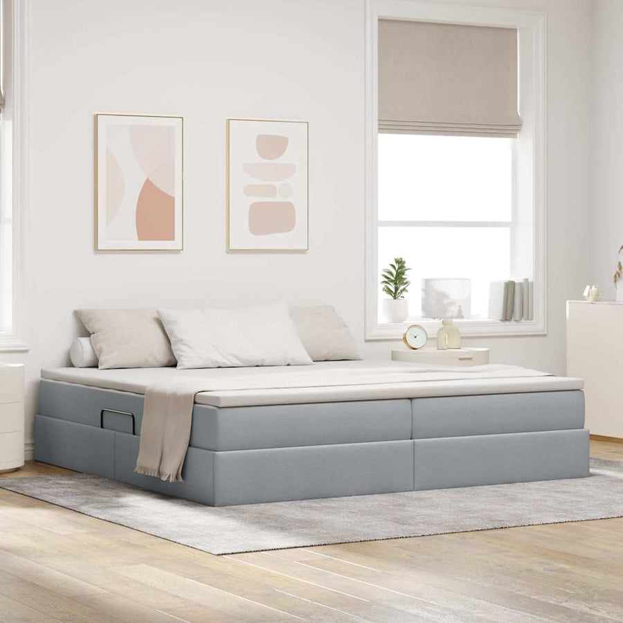 Opbergbed met matras Lichtgrijs 200 x 200 cm Polyester