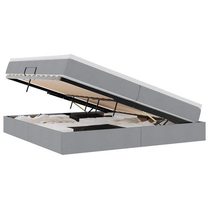 Opbergbed met matras Lichtgrijs 200 x 200 cm Polyester