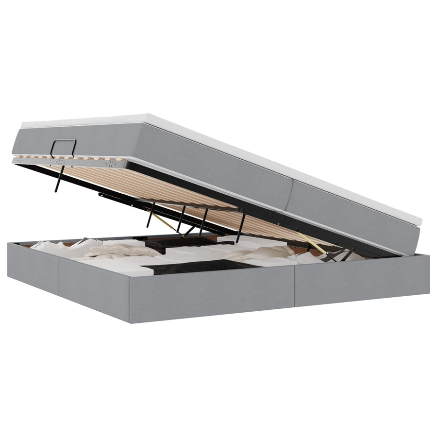 Opbergbed met matras Lichtgrijs 200 x 200 cm Polyester