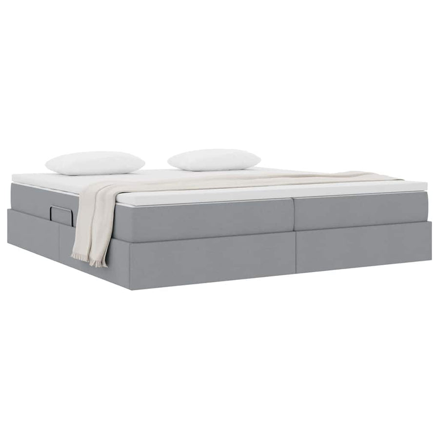 Opbergbed met matras Lichtgrijs 200 x 200 cm Polyester