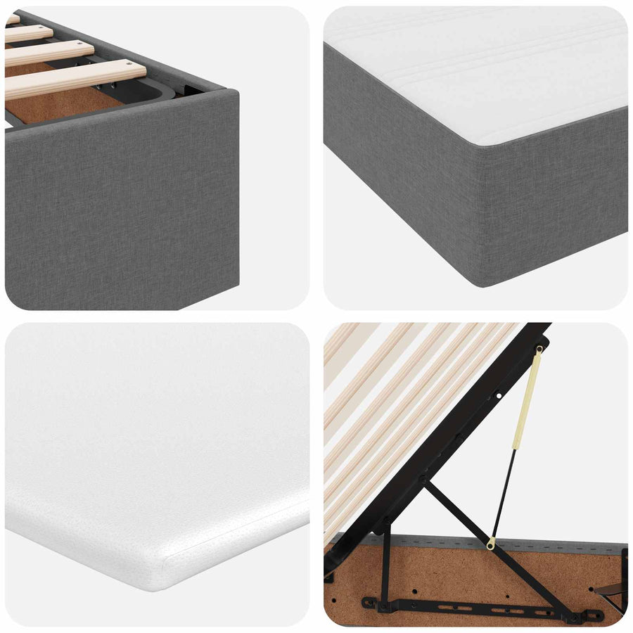 Opbergbed met matras Donkergrijs 200 x 200 cm Polyester