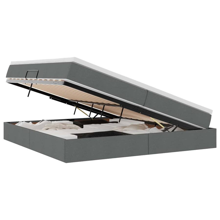 Opbergbed met matras Donkergrijs 200 x 200 cm Polyester