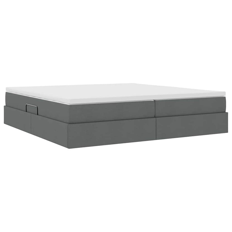 Opbergbed met matras Donkergrijs 200 x 200 cm Polyester