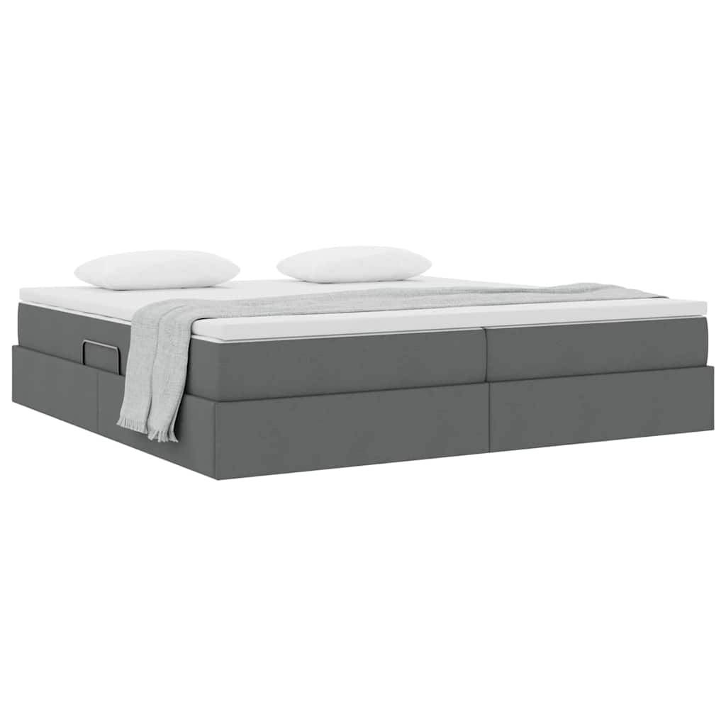 Opbergbed met matras Donkergrijs 200 x 200 cm Polyester