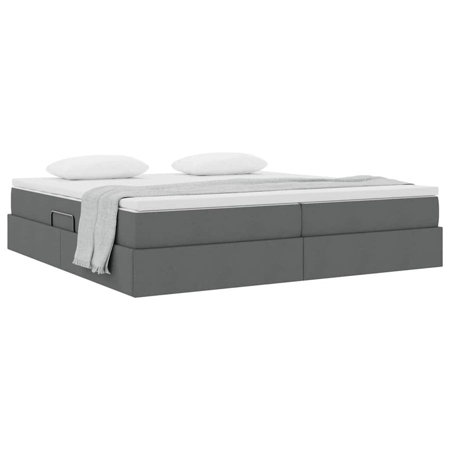 Opbergbed met matras Donkergrijs 200 x 200 cm Polyester